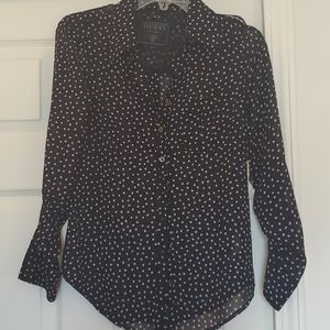 Guess Black and White Button Down Blouse